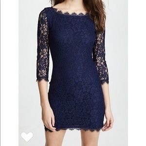 DVF Zarita Navy Lace Mini Dress